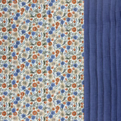 Printed Quilted Double Gauze SAMFLO / DGG UNIE White / Indigo